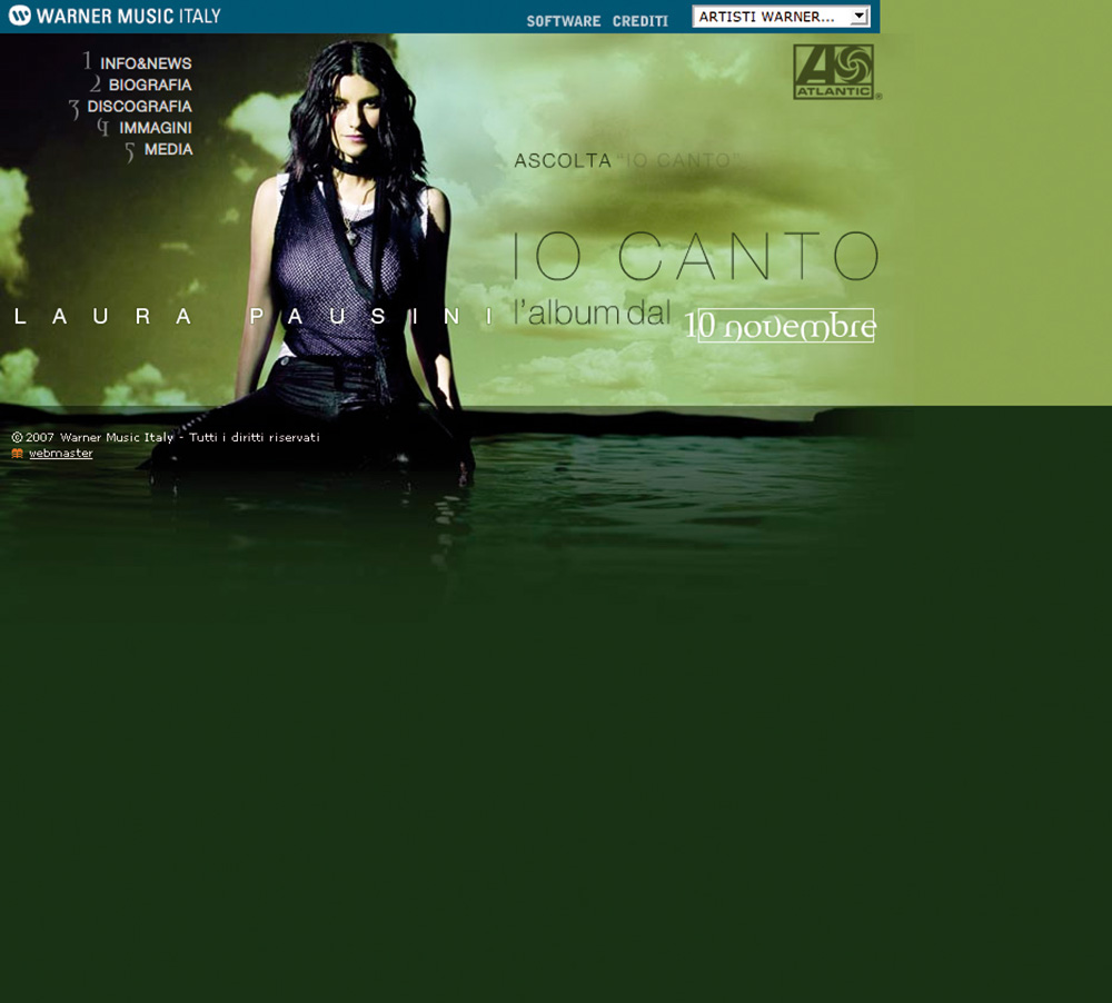 Website Warner Music Italy 2007 - mini-sito dedicato a Laura Pausini